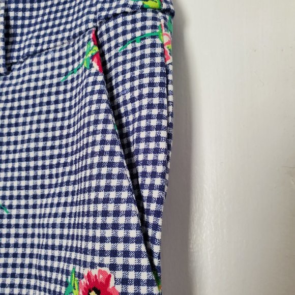 Jules & Leopold Gingham Pull On Capri Pants with Flowers - Picture 5 of 8